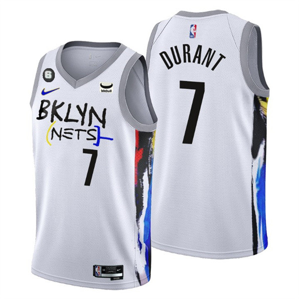 Men's White Brooklyn Nets Active Player Custom 2022/23 City Edition With NO.6 Patch Stitched Basketball Jersey